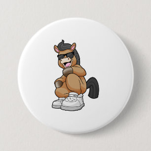 Macaron Rond 7,6 Cm Cheval avec de grandes chaussures