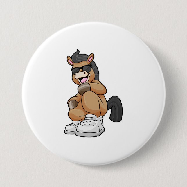 Macaron Rond 7,6 Cm Cheval avec de grandes chaussures (Devant)