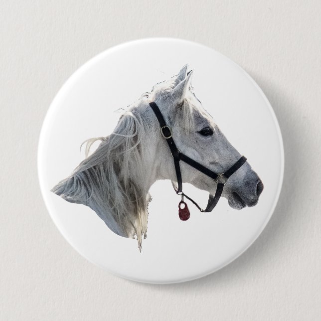 Macaron Rond 7,6 Cm Cheval blanc (Devant)
