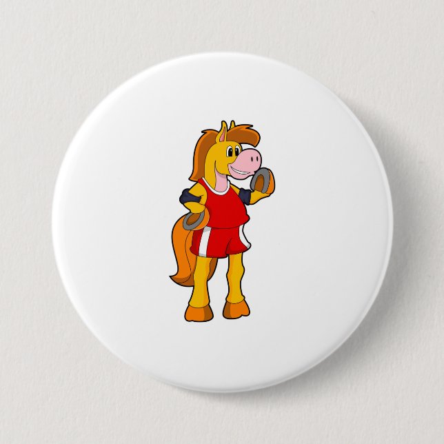 Macaron Rond 7,6 Cm Cheval comme coureur (Devant)