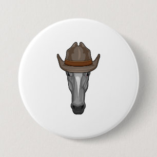 Macaron Rond 7,6 Cm Cheval comme Cowboy avec Casquette