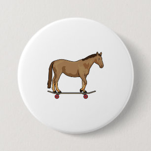 Macaron Rond 7,6 Cm Cheval comme patineur sur skateboard