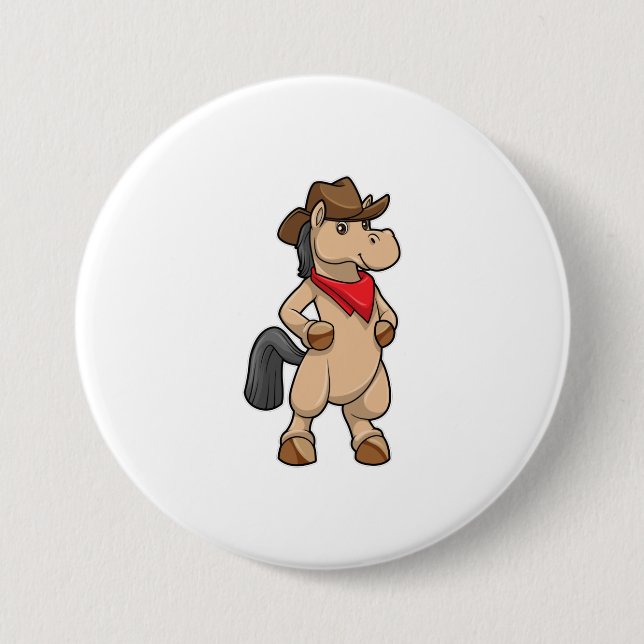 Macaron Rond 7,6 Cm Cheval en cow-boy (Devant)