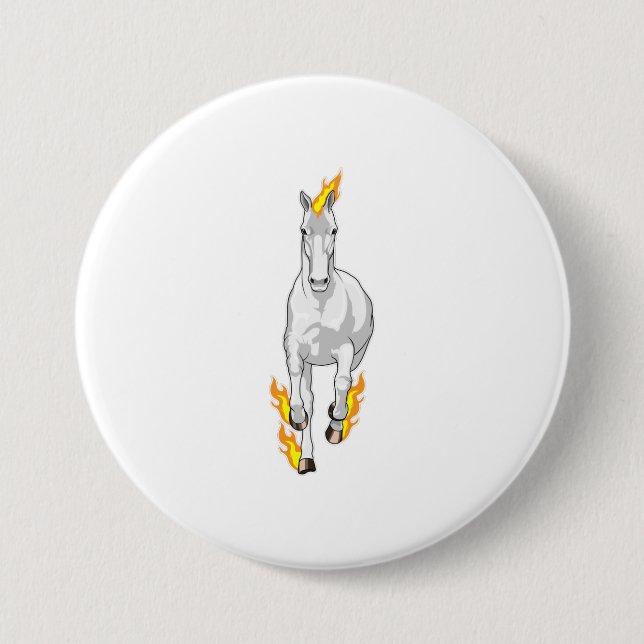 Macaron Rond 7,6 Cm Cheval en flamme (Devant)