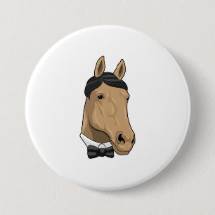 Macaron Rond 7,6 Cm Cheval en Gentleman avec cravate de Bow