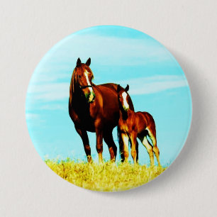 Macaron Rond 7,6 Cm Chevaux