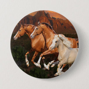 Macaron Rond 7,6 Cm Chevaux sauvages d'Arizona