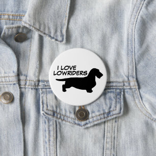 Macaron Rond 7,6 Cm Cheveux ronds Dachshund - Silhouette 1