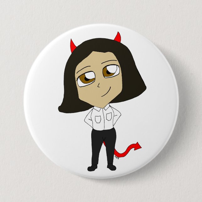 Macaron Rond 7,6 Cm chibi fille diable (Devant)