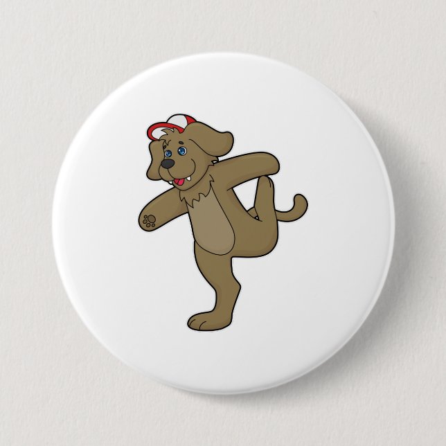 Macaron Rond 7,6 Cm Chien au Yoga Fitness (Devant)