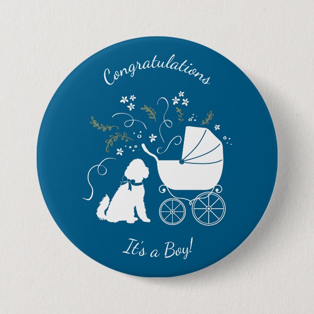Macaron Rond 7,6 Cm Chien Baby shower Goldendoodle (Devant)