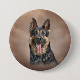 Macaron Rond 7,6 Cm Chien de berger allemand
