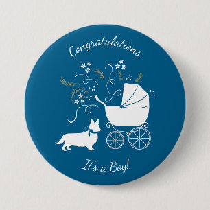 Macaron Rond 7,6 Cm Chien de Corgi Baby shower chiot