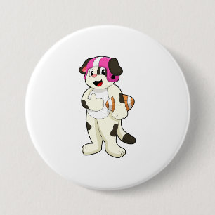 Macaron Rond 7,6 Cm Chien de football Sports