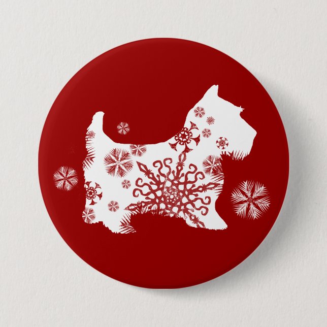 Macaron Rond 7,6 Cm Chien de Noël (Devant)