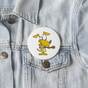 Macaron Rond 7,6 Cm Chien drôle jouant de la musique au banjo