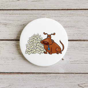 Macaron Rond 7,6 Cm Chien Et Os Brown