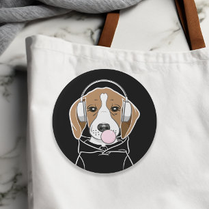 Macaron Rond 7,6 Cm Chien frais avec Bubblegum mignon Beagle amusant
