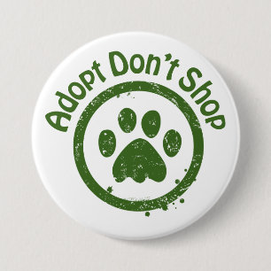 Macaron Rond 7,6 Cm Chiens de sauvetage - Bouton Adopter plutôt qu'ach