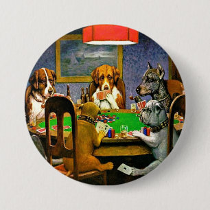 Macaron Rond 7,6 Cm Chiens jouant au Poker