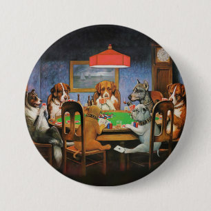 Macaron Rond 7,6 Cm Chiens jouant au poker par C.M. Coolidge