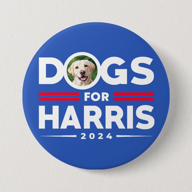 Macaron Rond 7,6 Cm Chiens pour Harris 2024 personnalisé Photo personn (Devant)