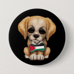 Macaron Rond 7,6 Cm Chiot mignon avec l'étiquette de chien