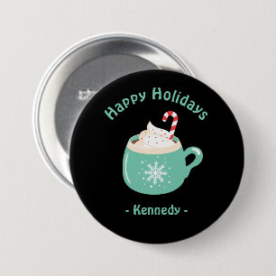 Macaron Rond 7,6 Cm Chocolat chaud de Noël