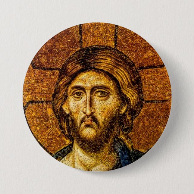 Macaron Rond 7,6 Cm Christ Pantocrator (Devant)