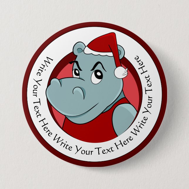 Macaron Rond 7,6 Cm Christmas hippo cartoon (Devant)