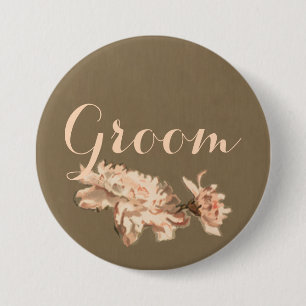 Macaron Rond 7,6 Cm Chrysanthemums in a Bottle Groom Button