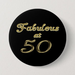 Macaron Rond 7,6 Cm Cinquante ans fabuleux à 50 ans de typographie d'o