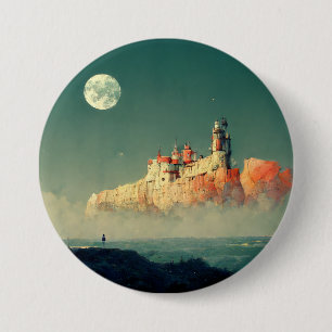 Macaron Rond 7,6 Cm Citadelle côtière Imaginaire Sci-Fi