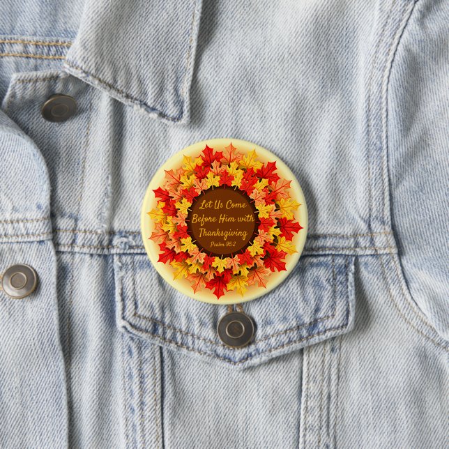 Macaron Rond 7,6 Cm Citation Bible Automne Feuilles Thanksgiving (En situation)