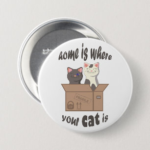 Macaron Rond 7,6 Cm Citation drôle Accueil est où est votre chat