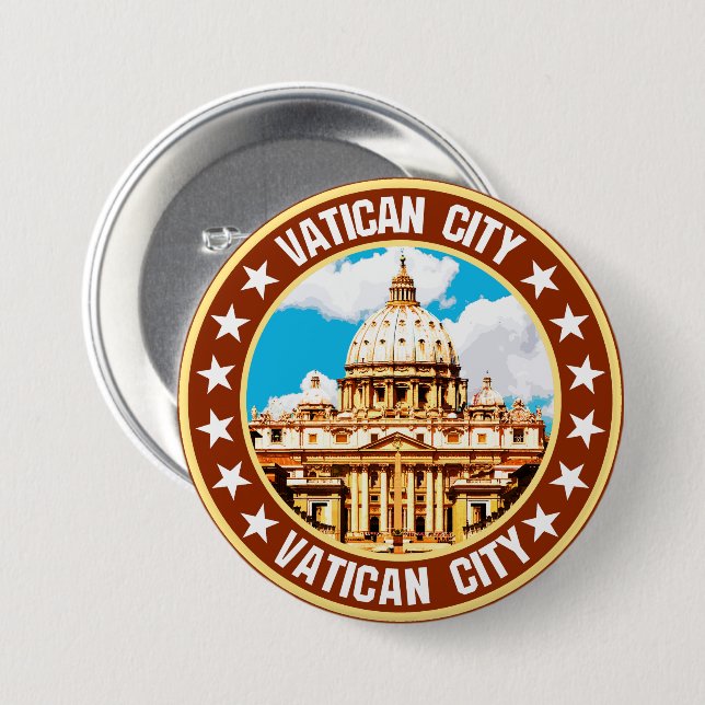Macaron Rond 7,6 Cm Cité du Vatican (Devant & derrière)