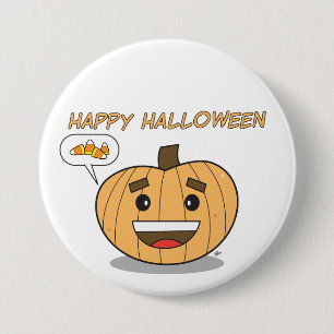 Macaron Rond 7,6 Cm Citrouille heureux de Halloween Kawaii - bouton