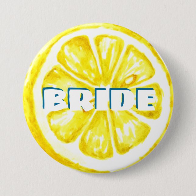 Macaron Rond 7,6 Cm Citrus Bachelorette | Bouton Bride citron (Devant)