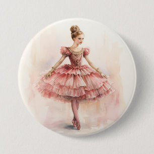Macaron Rond 7,6 Cm Clara (Cheveux Rouges) du Ballet Casse-Noisette