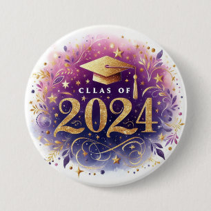 Macaron Rond 7,6 Cm Classe de 2024 Bouton Graduation