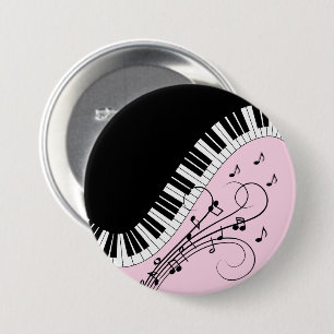 Macaron Rond 7,6 Cm Clavier de piano noir et blanc Design de musique r