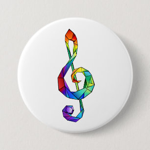 Macaron Rond 7,6 Cm Clé de musique arc-en-ciel