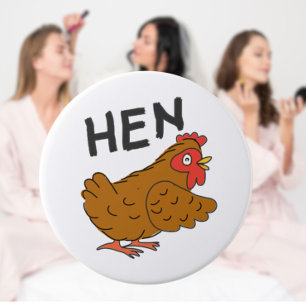 Macaron Rond 7,6 Cm Clé d'insigne du parti de Hen pour la mariée à êtr