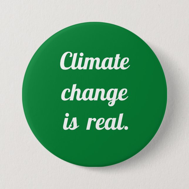 Macaron Rond 7,6 Cm Climate Change: Green Button (Devant)