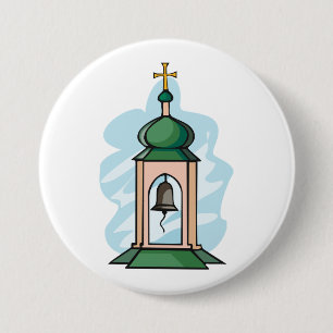 Macaron Rond 7,6 Cm Clocher de l'église orthodoxe rustique