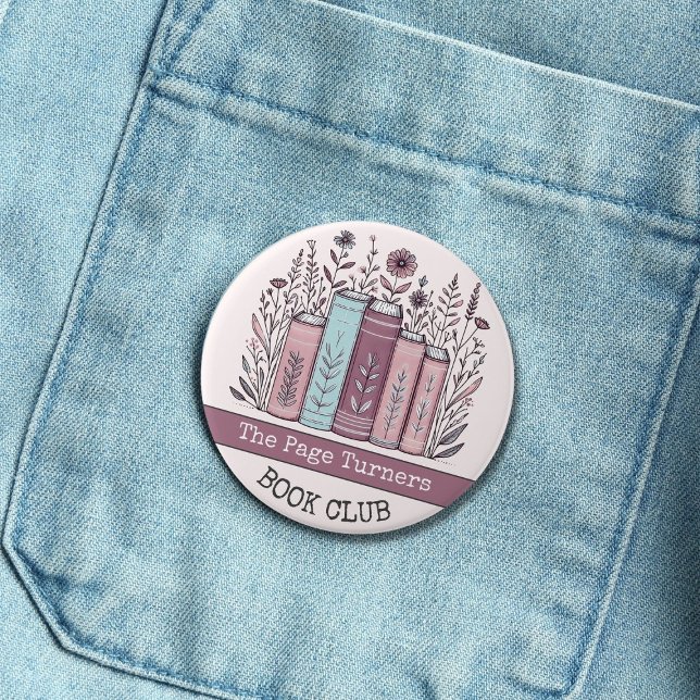 Macaron Rond 7,6 Cm Club de livre personnalisé Floral (Créateur téléchargé)