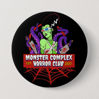 MACARON ROND 7,6 CM CLUB D'HORREUR DU COMPLEXE MONSTER PRINCIPAL LOGO 