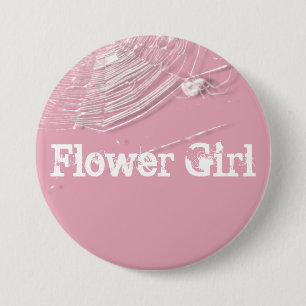 Macaron Rond 7,6 Cm Cobwebs et araignées blanches Flower Girl
