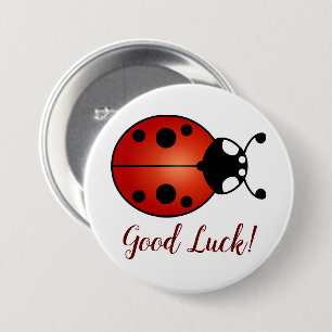 Macaron Rond 7,6 Cm Coccinelle Rouge Orange Noire Chance
