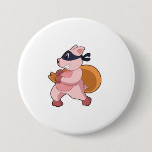 Macaron Rond 7,6 Cm Cochon comme coureur